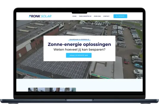 Mockup van het onlangs opgeleverde websiteproject Pronk Solar